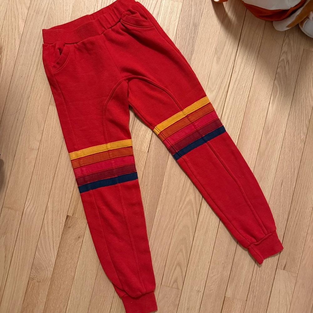 Aviator Nation Kids Red Joggers with Stripes